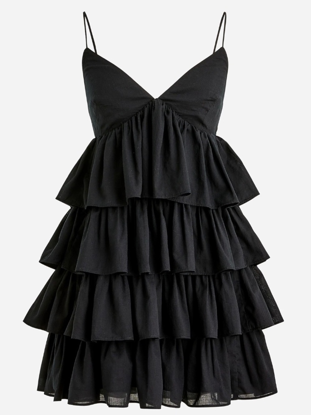 Black Ruffle-tier mini dress in cotton voile